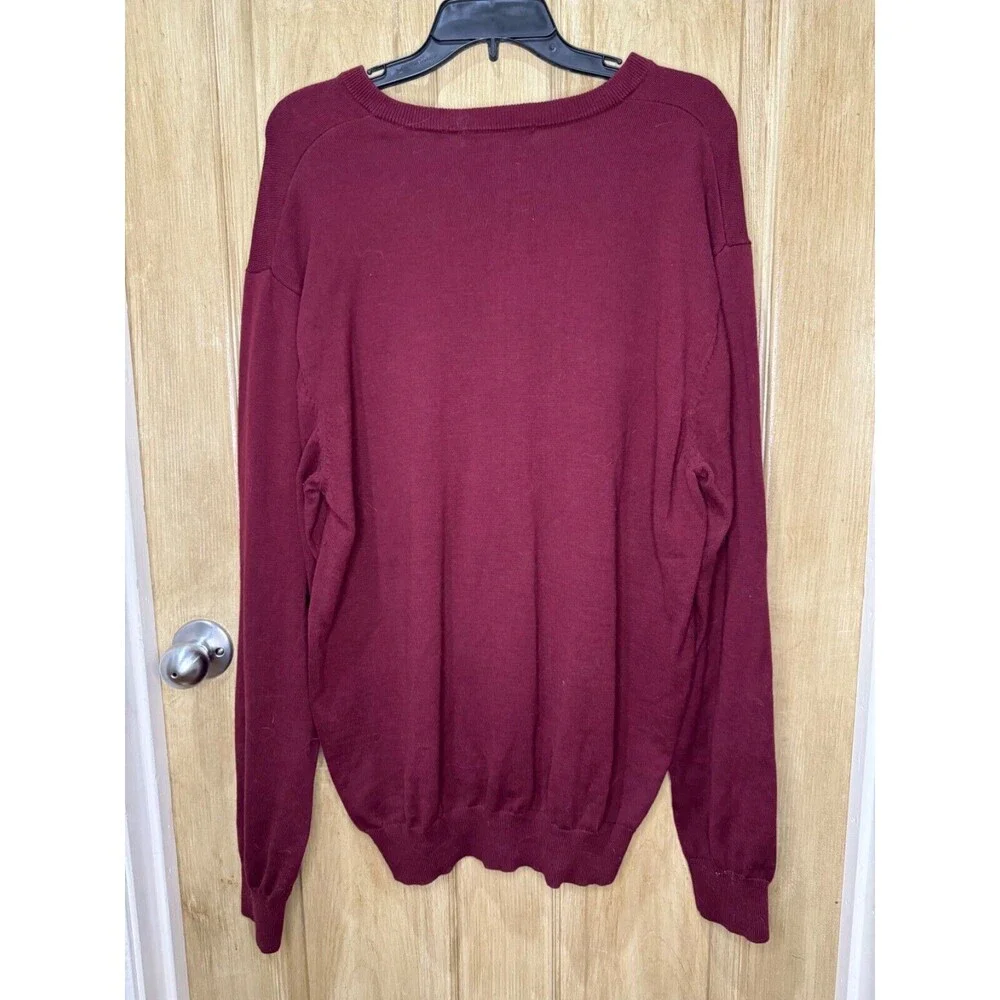 Greg Norman Men's Cotton V-Neck Sweater Burgundy Size XL